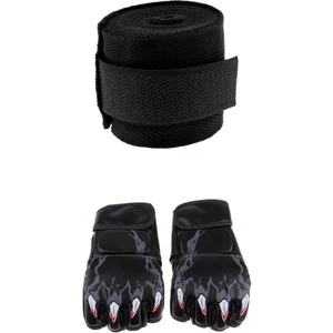 Yarım Parmak Yumruk Eldiven Boks Sargısı Kickboks Savaş El Koruma Seti