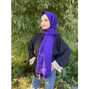 Ipekyolu Eşarp Siyane Scarf Kendinden Kırışık Kumaş Tek Renk Jazz Şal