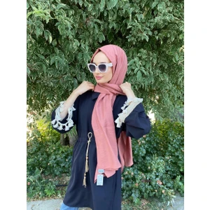 Ipekyolu Eşarp Siyane Scarf Kendinden Kırışık Kumaş Tek Renk Jazz Şal