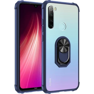 Kny Xiaomi Redmi Note 8 Kılıf Silikon Kenarlı Yüzüklü Manyetik Mola Kapak