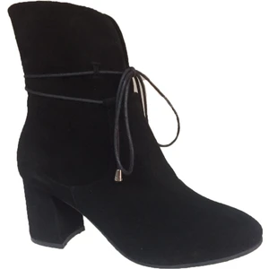 Küçük & Büyük Numara Siyah Süet Kalın Topuk Şık Bot