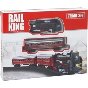 Rail King Oyuncak Tren Seti Pilli 12 Parça Raylı Vagonlu Kara Tren Oyuncak Tren