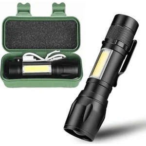 Ultra Güçlü 2500 Lumen 5W Cob LED USB Şarjlı El Feneri Avcılık Feneri Kamp Feneri