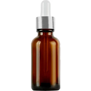 20 cc Amber Damlalık Metal Gümüş Sızdırmaz Kapaklı 20 ml Dropper Cam Serum Şişesi 1 Adet