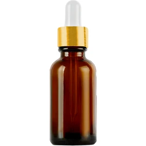 20 cc Amber Damlalık Metal Gold Sızdırmaz Kapaklı 20 ml Dropper Cam Serum Şişesi 1 Adet