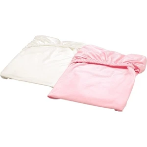 Len Lastikli Çarşaf Seti 2 Adet, Pembe-Beyaz, 120X60 cm