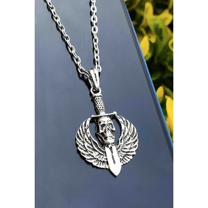 Trend Collection Erkek Antik Kanatlı Kurukafa Kılıç Kolye