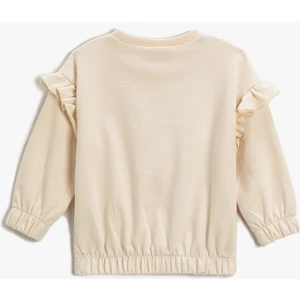 Kedi Baskılı Fırfırlı Sweatshirt Pamuklu