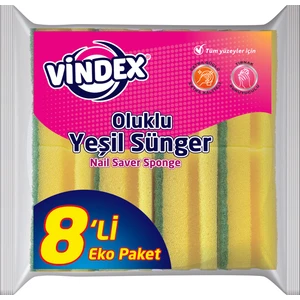 Klasik Yeşil Bulaşık Süngeri Oluklu 8'li