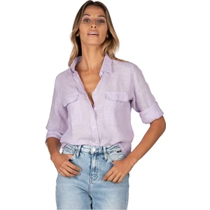 Piola Club Relax Fit Linen Keten Lila Kadın Gömlek