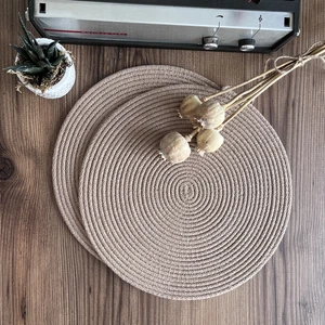 Sütlü Kahve Jüt Amerikan Servis 2'li Örme Hasır Supla