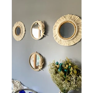 Wall Decoration Art Bohem Makrome Yıldız ve Boncuk Detaylı Duvar Dekorasyon Ürünü 4’lü Set