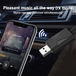 USB Bt 5.0 Handsfree Kablosuz Verici Alıcı Stereo Ses Adaptörü Dahili Mikrofon Aux