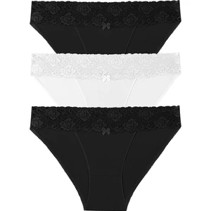 3 Lü Dantel Koton Slip Külot