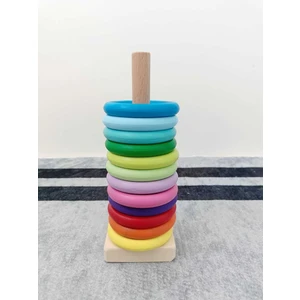 Montessori Renkli Halkalar (Masif Ahşap) - 12 Renk