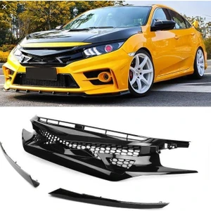 Honda civic fk7 için uygundur ön panjur ızgara ve far kaşları fc450 model 2016+