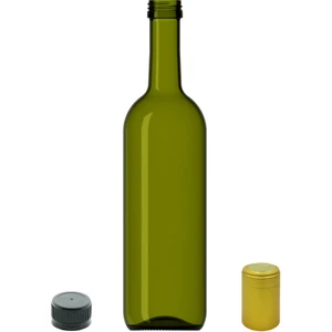 500 cc Yeşil Zeytinyağı Kilitli Kapaklı ve Kapüşonlu 500 ml Yuvarlak Cam Şişe 1 Adet