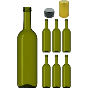 500 cc Yeşil Zeytinyağı Kilitli Kapaklı ve Kapüşonlu 500 ml Yuvarlak Cam Şişe 6 Adet