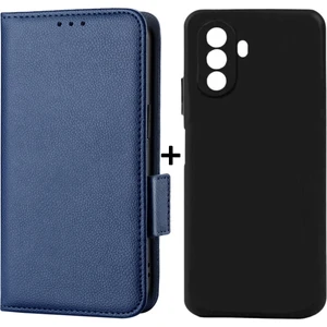 Huawei Nova Y70/Y70 Plus için 2'si 1 Arada Silikon + Kapaklı Telefon Kılıfı - Lacivert (Yurt Dışından)