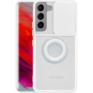 Sm Galaxy S21 - S30 Kılıf Sürgülü Kamera Lens Korumalı Yüzük Standlı Silikon Kılıf ALL-35482