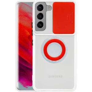 Sm Galaxy S22 Kılıf Sürgülü Kamera Lens Korumalı Yüzük Standlı Silikon Kılıf ALL-35484