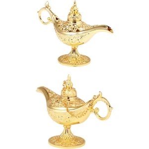 2pcs Gold Magic Genie Hafif Yağ Lambası Pot Mini Efsane Işık Çarpıcı Dekor