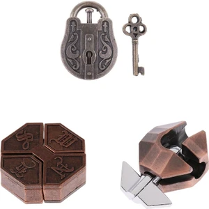 3pcs Çin Kilit Bulmacası Metal Beyin Teaser Iq Test Oyuncakları Yetişkinler Için Çocuklar