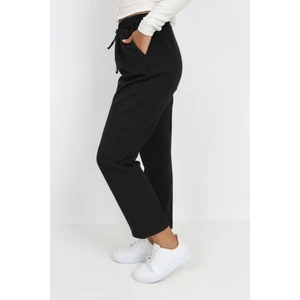 Öz Moda Kadın Siyah Beli Lastikli Havuç Kesim Kumaş Pantolon