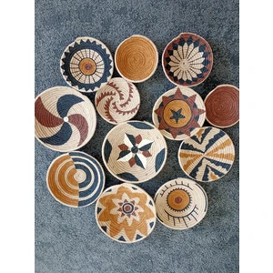 Atlas Home Art 12li Hasır Bohem Duvar Tabağı Seti