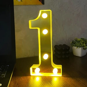 Dekoratif LED Işıklı 3D 1 Rakamı Büyük Boy Organizasyon Doğum Günü Kutlama