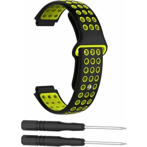 Garmin Forerunner 220 230 235 Uyumlu Delikli Silikon Kordon Siyah Sarı