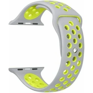 Apple Watch Series (Tüm Seriler) 42-44-45 mm Uyumlu Delikli Silikon Kordon Gri Sarı (L)