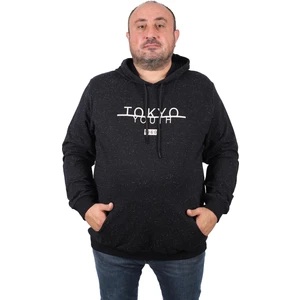 Büyük Beden Erkek Sweat Kapüsonlu Tokyo 22702-SIYAH