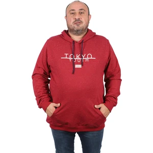 Büyük Beden Erkek Sweat Kapüsonlu Tokyo 22702-BORDO