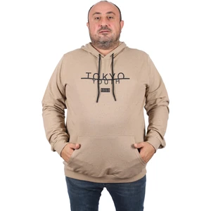 Büyük Beden Erkek Sweat Kapüsonlu Tokyo 22702-BEJ