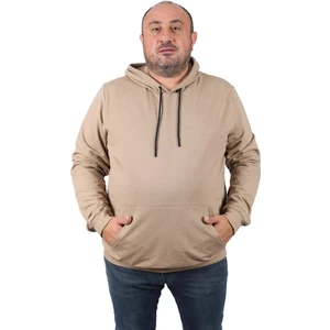 Büyük Beden Basic Kapüşonlu Sweat 22705-BEJ