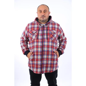 Büyük Beden Kapüşonlu Sweat Oduncu Çiftcep 22203-BORDO