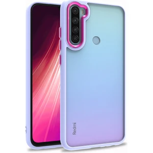 Xiaomi Redmi Note 8 Kılıf Renkli Silikon Kenarlı Arkası Şeffaf Flora Kapak