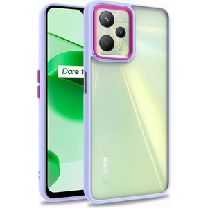 Realme C35 Kılıf Silikon Kenarlı Arkası Şeffaf Renkli Flora Kapak