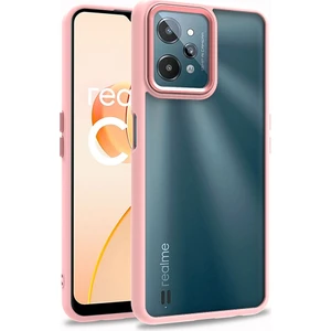 Realme C31 Kılıf Silikon Kenarlı Arkası Şeffaf Renkli Flora Kapak