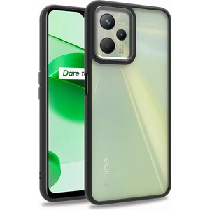 Realme C35 Kılıf Silikon Kenarlı Arkası Şeffaf Renkli Flora Kapak