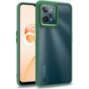 Realme C31 Kılıf Silikon Kenarlı Arkası Şeffaf Renkli Flora Kapak