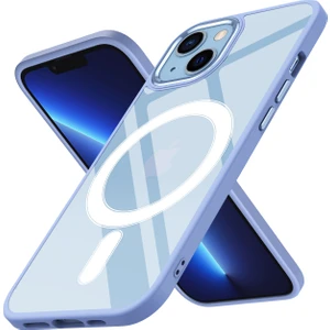 Apple iPhone 13 Kılıf Parlak Kamera Korumalı Renkli Kenarlı Magsafeli Krom Kapak
