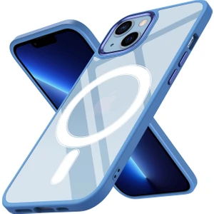 Apple iPhone 13 Kılıf Parlak Kamera Korumalı Renkli Kenarlı Magsafeli Krom Kapak