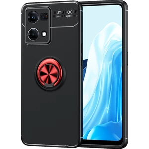 Oppo Reno 7 Kılıf Yüzüklü Manyetik Ravel Silikon