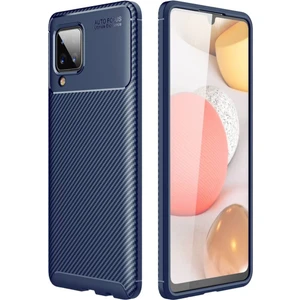 Aqua Aksesuar Samsung Galaxy A12 Kılıf Rugged Armor Karbon Desenli Tam Koruma Silikon Kapak