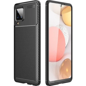 Aqua Aksesuar Samsung Galaxy A12 Kılıf Rugged Armor Karbon Desenli Tam Koruma Silikon Kapak