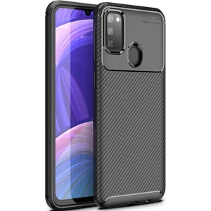 Aqua Aksesuar Samsung Galaxy M21 Kılıf Rugged Armor Karbon Desenli Tam Koruma Silikon Kapak