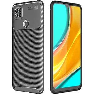 Aqua Aksesuar Xiaomi Redmi 9c Kılıf Rugged Armor Karbon Desenli Tam Koruma Silikon Kapak