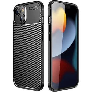 Aqua Aksesuar Apple iPhone 14 Kılıf Rugged Armor Karbon Desenli Tam Koruma Silikon Kapak